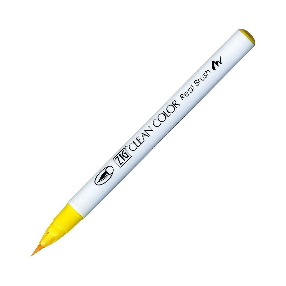Kuretake Zig Clean Colour Real Watercolor Brush Pen - Yellow Colour Range - 050 Yellow - Brush Pens - Bunbougu