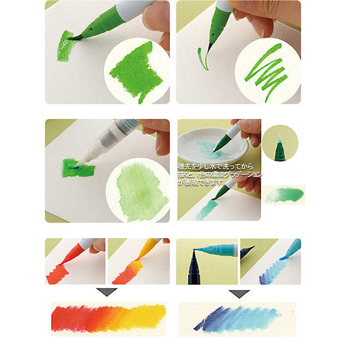 Kuretake Zig Clean Colour Real Watercolor Brush Pen - Yellow Colour Range - - Brush Pens - Bunbougu