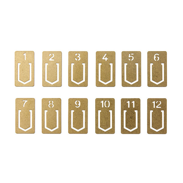 Traveler's Company Brass Number Clips - Set of 12 -  - Notebook Accessories - Bunbougu