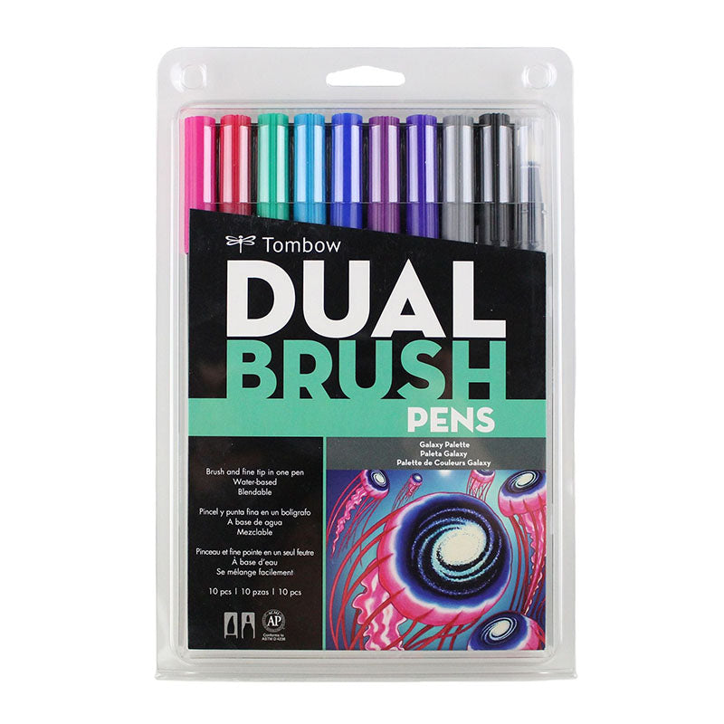 Tombow ABT Dual Brush Pen - 10 Colour Set - Galaxy (Slightly Damaged Packaging) - - Brush Pens - Bunbougu