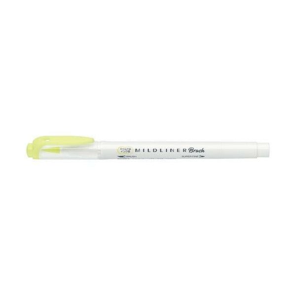 Zebra Mildliner Double-Sided Brush Pen - Fine Bullet Tip/Brush Tip - Mild Yellow - Brush Pens - Bunbougu
